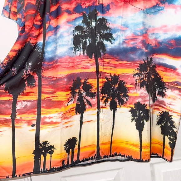 Misslook mens palm tree sunset design casual button down collared shirt, XXL - Picture 3 of 12